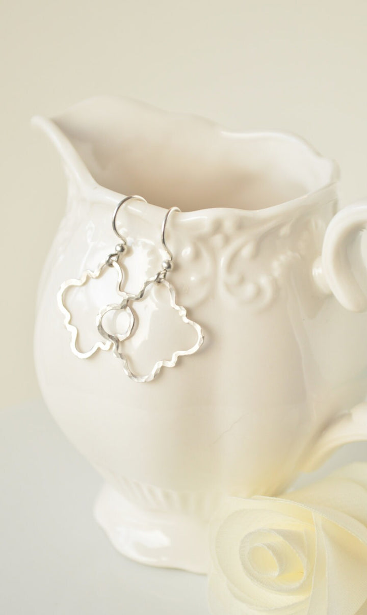 Barbed Quatrefoil Earrings in Silver