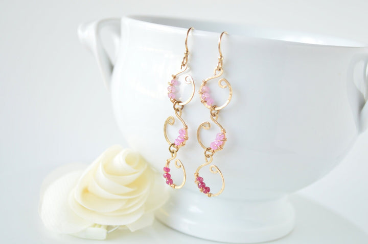 Ombre Ruby & Gold Cascade Earrings