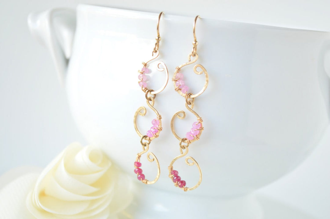 Ombre Ruby & Gold Cascade Earrings