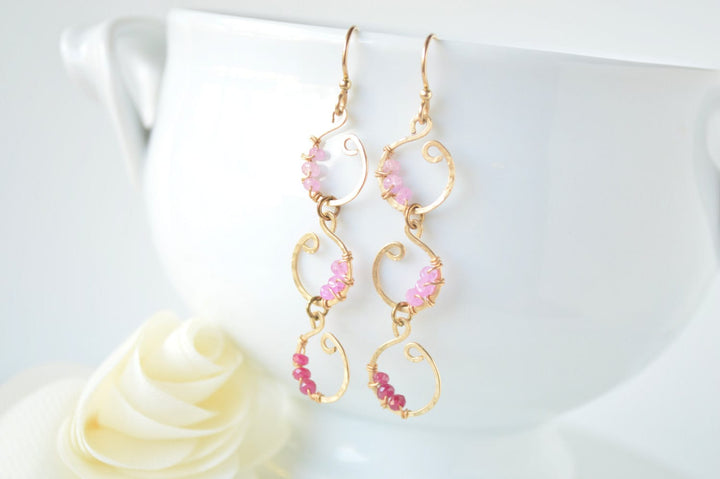 Ombre Ruby & Gold Cascade Earrings