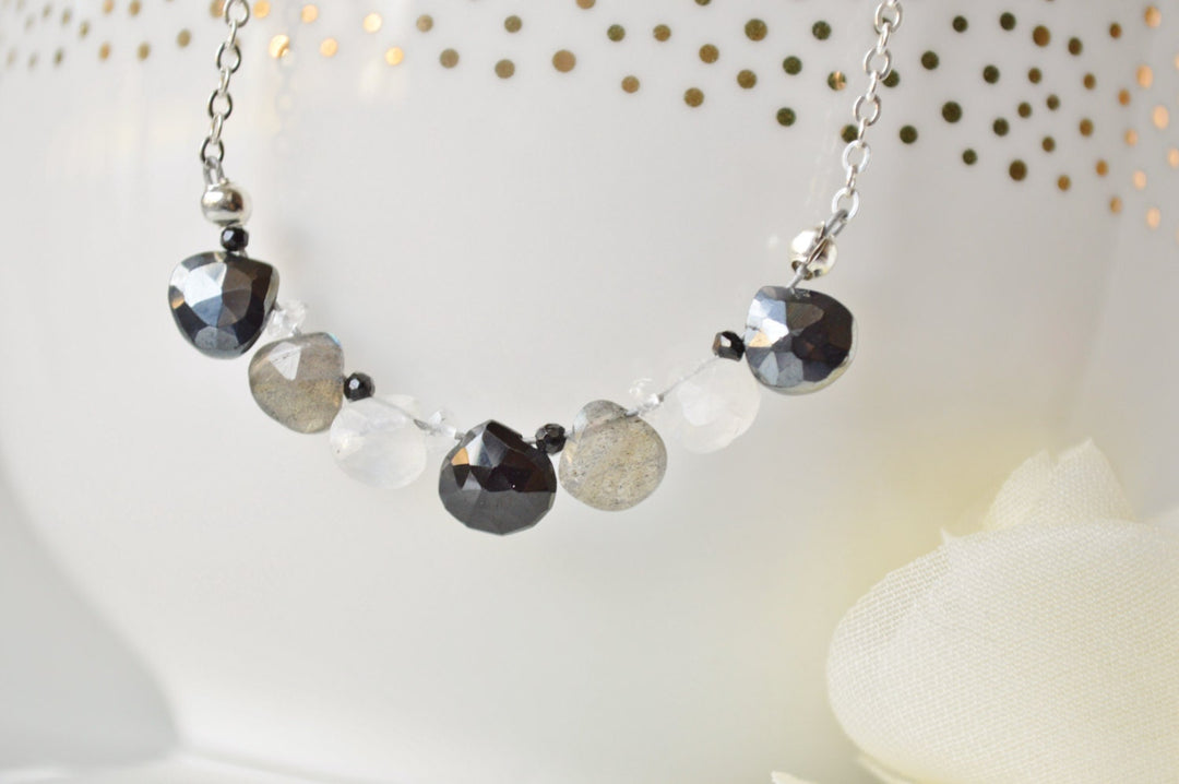 Silver Screen Briolette Bar Necklace