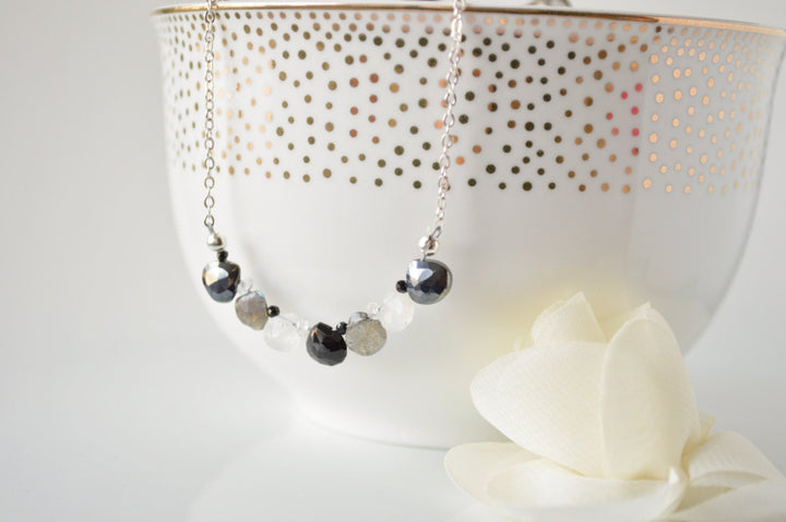 Silver Screen Briolette Bar Necklace