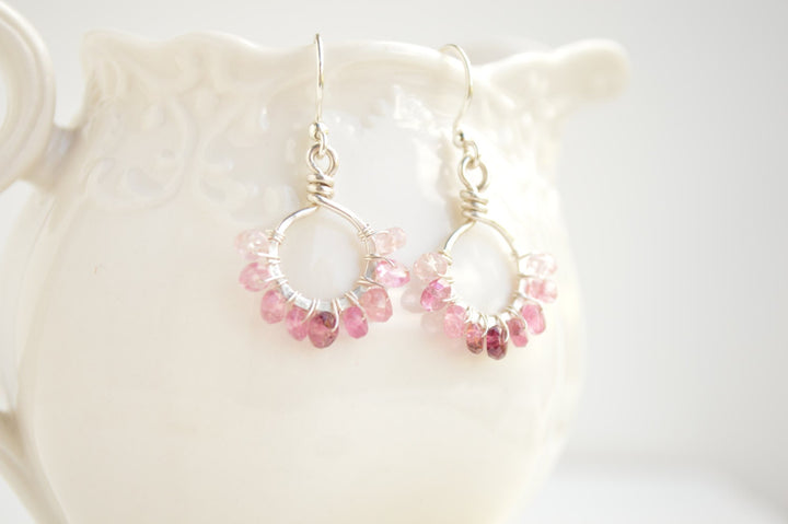 Pink Tourmaline & Sterling Silver Starburst Earrings
