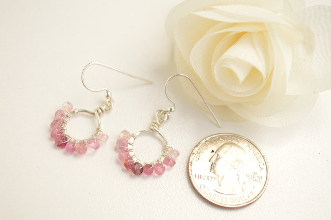 Pink Tourmaline & Sterling Silver Starburst Earrings