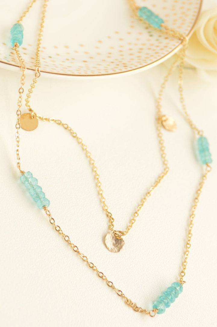 Layered Apatite & Coin Necklace
