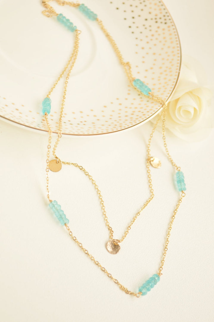 Layered Apatite & Coin Necklace