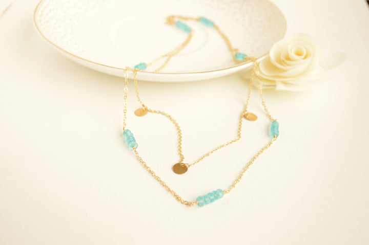 Layered Apatite & Coin Necklace